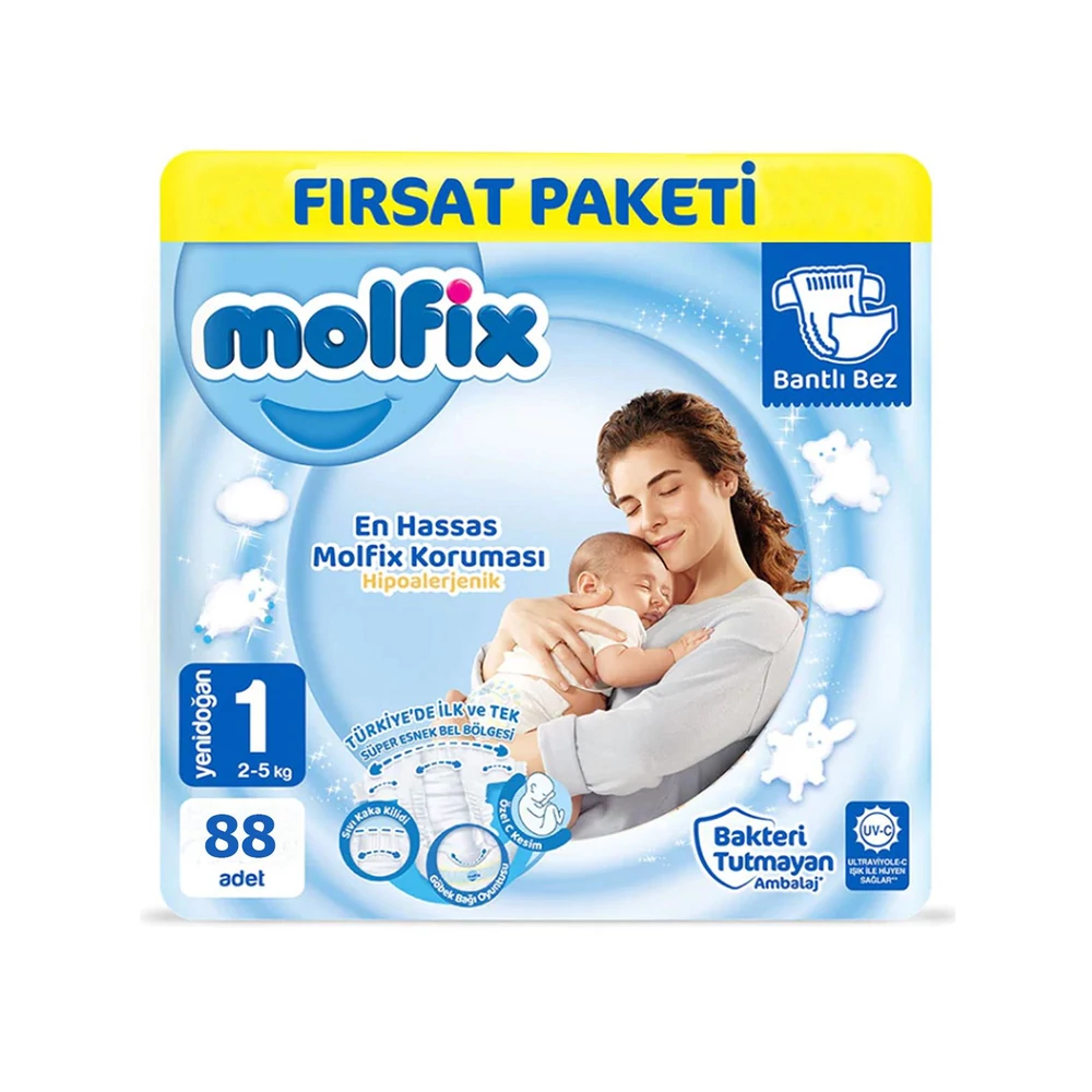 MOLFIX Tépőzáras Pelenka Újszülött (1-es 2-5 kg) - 88 db