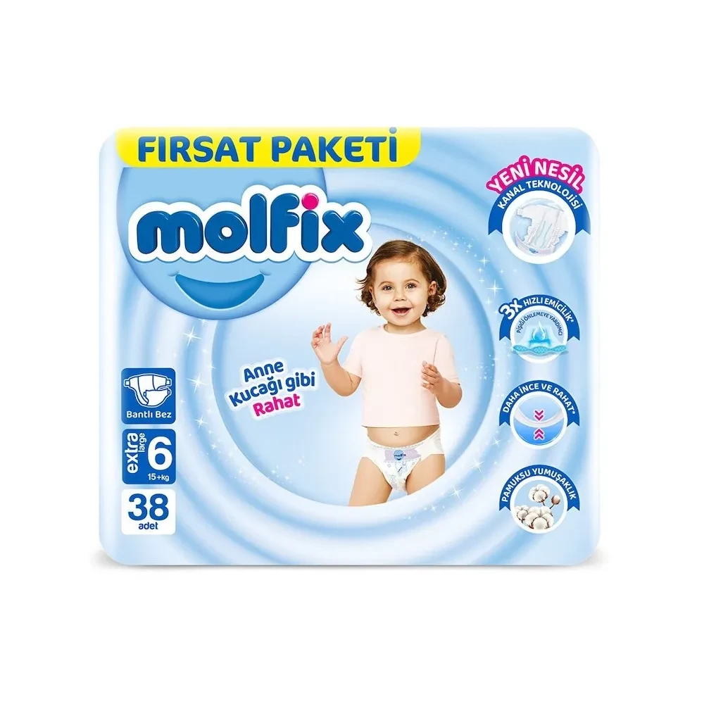MOLFIX Tépőzáras Pelenka JUNIOR (6-os 15+ kg) - 38 db