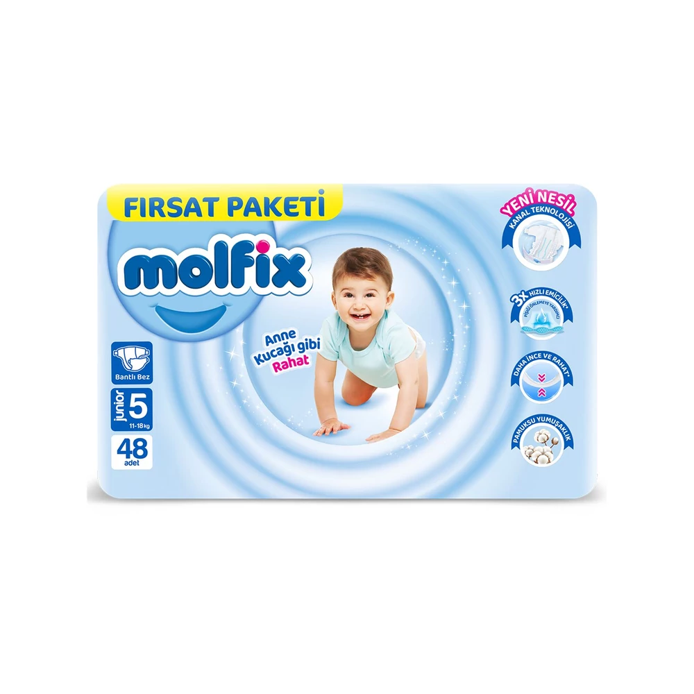 MOLFIX Tépőzáras Pelenka JUNIOR (5-ös 11-18 kg) - 48 db